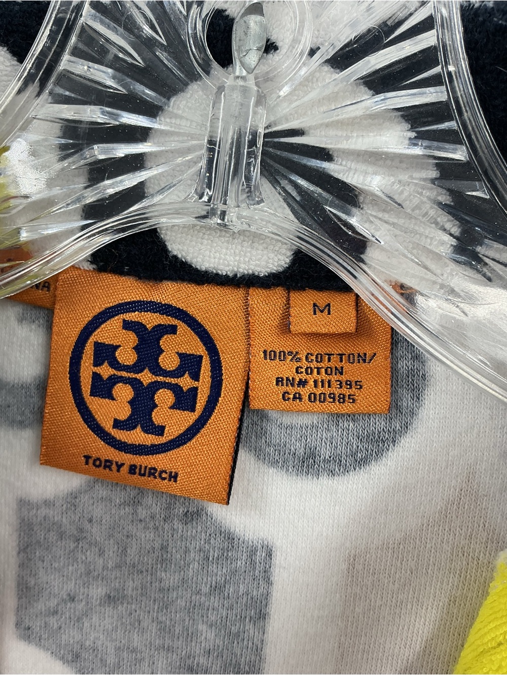 Tory Burch Navy, Yellow & Cream Printed Tunic Top 1035 - Picture 3 of 5